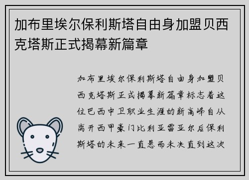加布里埃尔保利斯塔自由身加盟贝西克塔斯正式揭幕新篇章 加布里埃尔保利斯塔自由身加盟贝西克塔斯正式揭幕新篇章